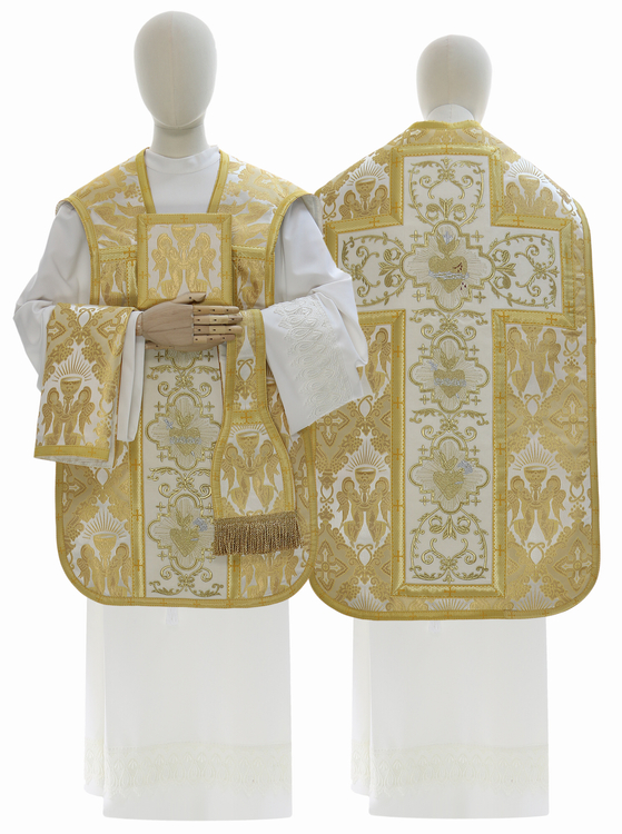 Chasuble romaine "Coeur de Jésus, Marie, Joseph" R822-A60