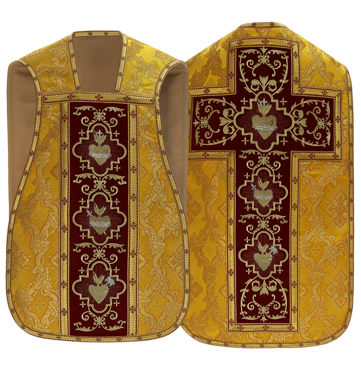 Casulla romana "Corazón de Jesús, María, José" R822-AGCC9