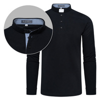 Black clerical shirt polo, longsleeve PD-CZ