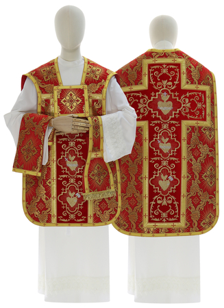 Chasuble romaine "Coeur de Jésus, Marie, Joseph" R822-AC9