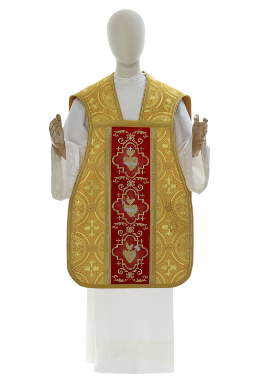Chasuble romaine "Coeur de Jésus, Marie, Joseph" R822-AGC8