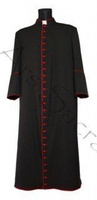 Black cassock with red trim - in stock, shipping in 24h