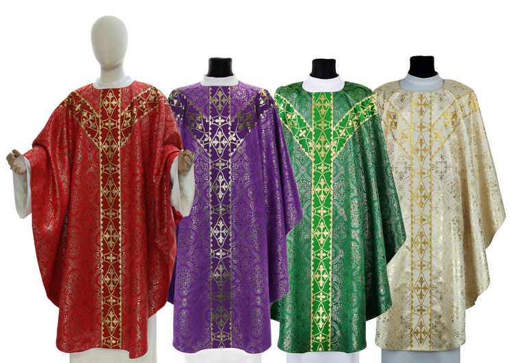 Set of 4 semi gothic chasubles SET-GY102-14
