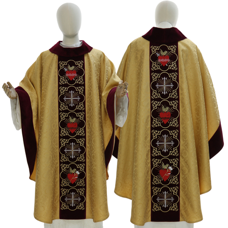 Casulla gótica "Corazón de Jesús, María, José" 908-A25g
