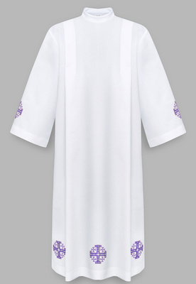 Albe mit mit violetten Jerusalemkreuzen A4-F