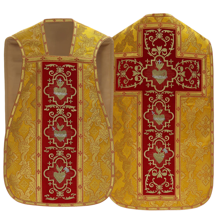 Casulla romana "Corazón de Jesús, María, José" R822-AGC9