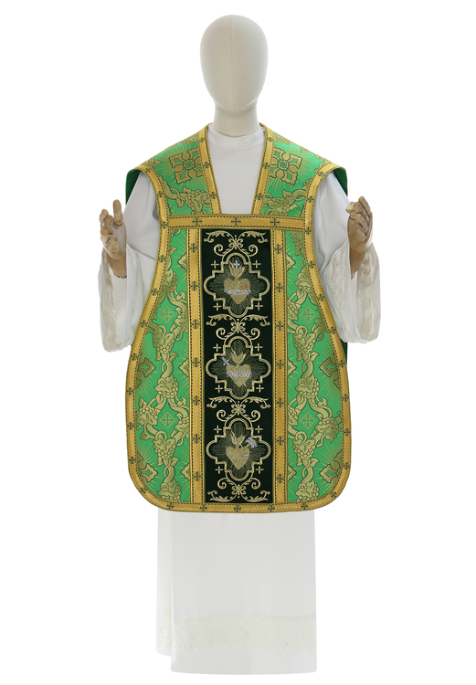 Roman chasuble "Heart of Jesus, Mary, Joseph" R822-AZ9