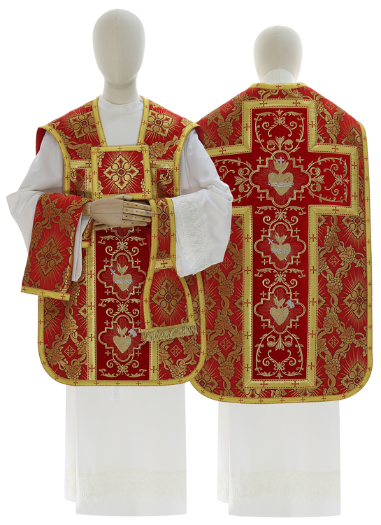 Casulla romana "Corazón de Jesús, María, José" R822-AC9