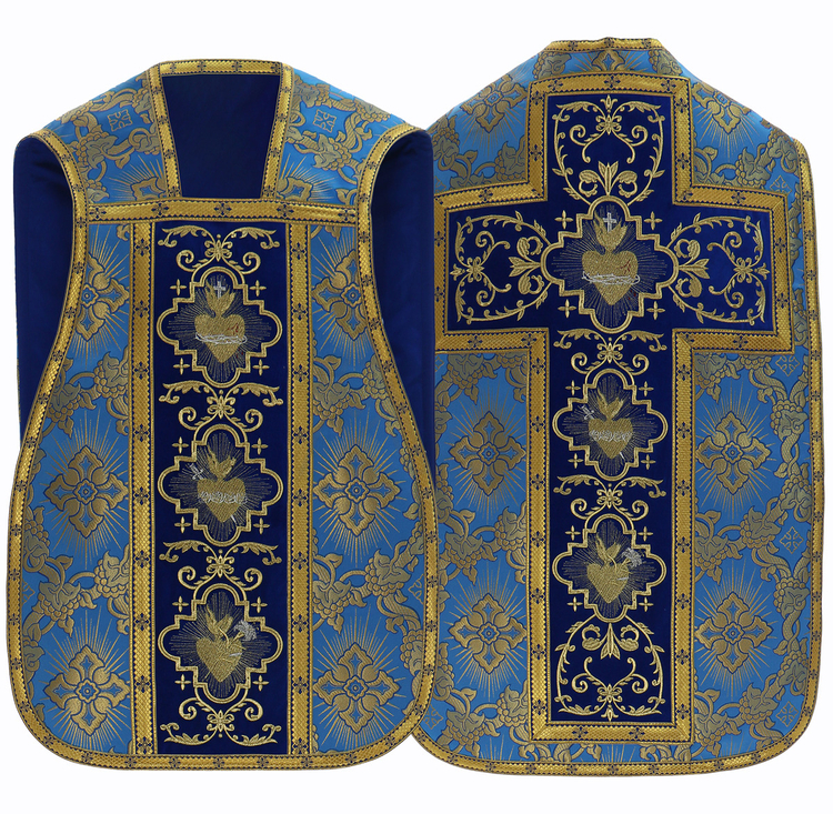 Casulla romana "Corazón de Jesús, María, José" R822-AN9