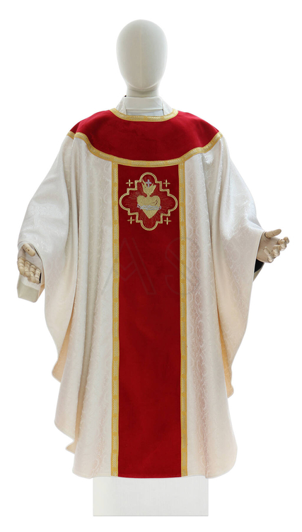 Chasuble gothique "Coeur de Jésus, Marie, Joseph" G822-A25